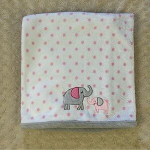 Parent's Choice Elephants Baby Blanket Pink Polka Dots White Gray Mom & Baby